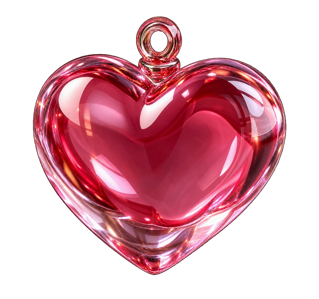 Pink Glass Heart Charm