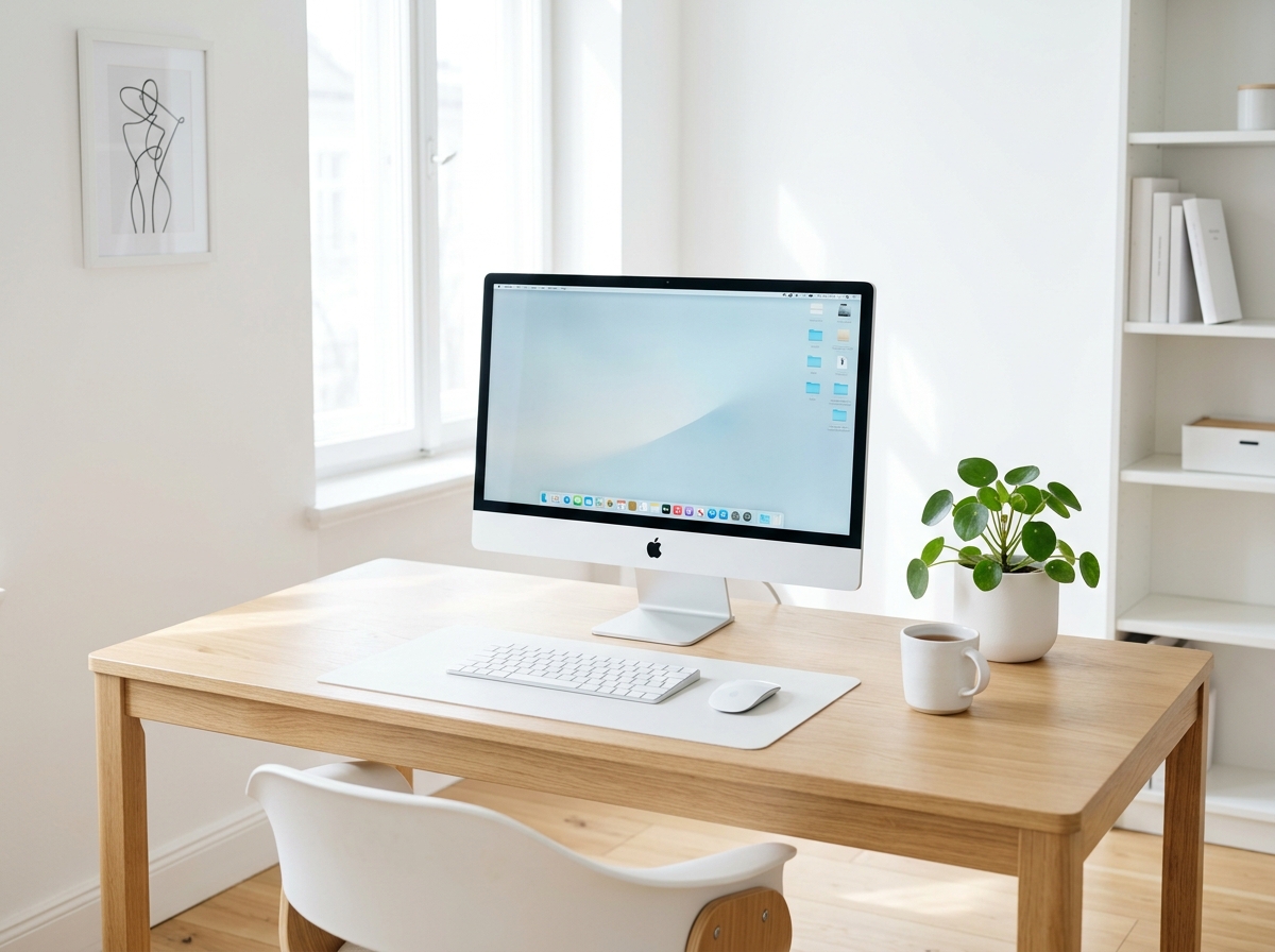 Minimal Bright Desk Setup